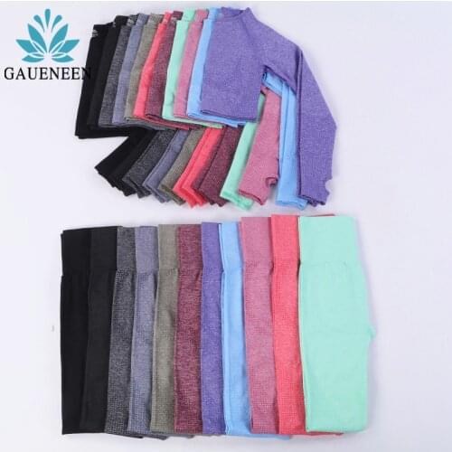 GAUENEEN Vital Seamless Yoga Set Sportswear Women Gym Clothing Fitness Long Sleeve Crop Top High Waist Leggings Sports Outfits
