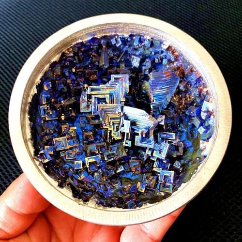 1pcs Beautiful Mineral Specimen blue Bismuth Bowl Crystal Iridescent Minerals Rocks Home furnishing articles