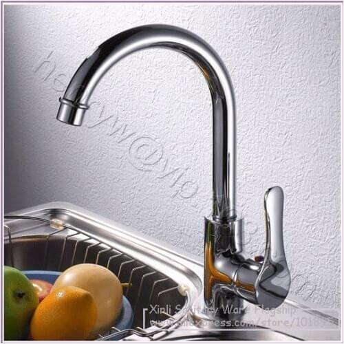 L16136 - Luxury Deck Mounted Chrome Color Brass Single Lever Kitchen Tap