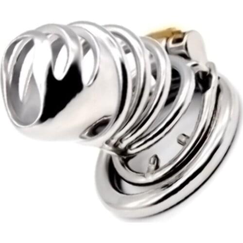 2020 Newest Male Chastity Cage Bondage Device with Anti-off Ring Super Long Stainless Steel Locking Penis Cage Sex Toys G261C