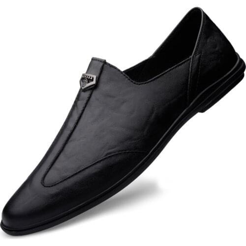 2021 Man Shoes Casual Fashion Leather Business Office Wedding Shoes Men Driving Penny Loafers Lightweight Boat Shoe High Quality