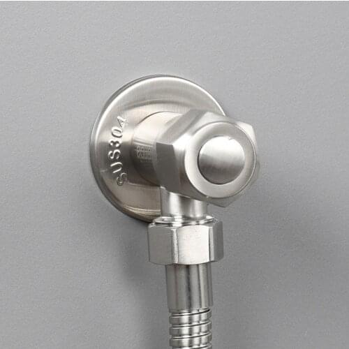 Stainless steel toilet corner valve household 4 points hot and cold tap water switch valve bathroom metal thick octagonal valve