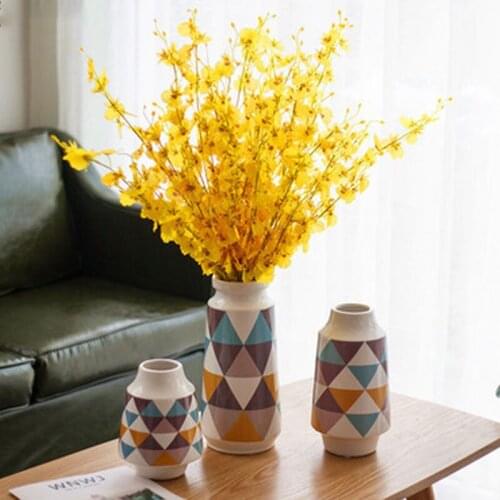 Plastic imitation dancing blue yellow false flower Wenxin orchid silk flower dried flower large five-fork yellow phalaenopsis or
