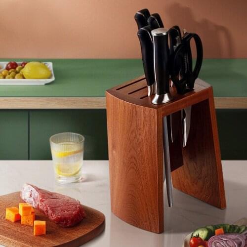 Kitchen Knife Holder Wood Hollow Mould Proof Multipurpose Knives Storage Rack Durable Desktop Vertical Chef Knife Stand Block