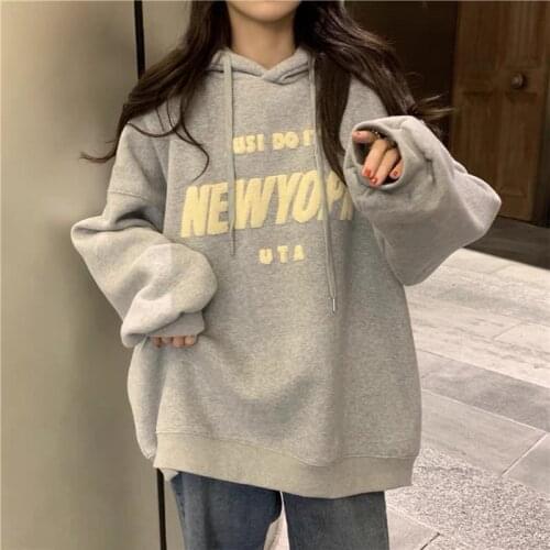 Casual Letters Print Vintage Brand Hoodie for Sweatshirt Women New Autumn Thin Long Sleeve Pullover Tops Female Korean Fashion