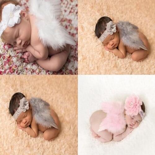 Newborn Photography Props Angel Feather Wings Feather Photo Prop Wings + Headband Set For Newborn Fashion Baby Supplies