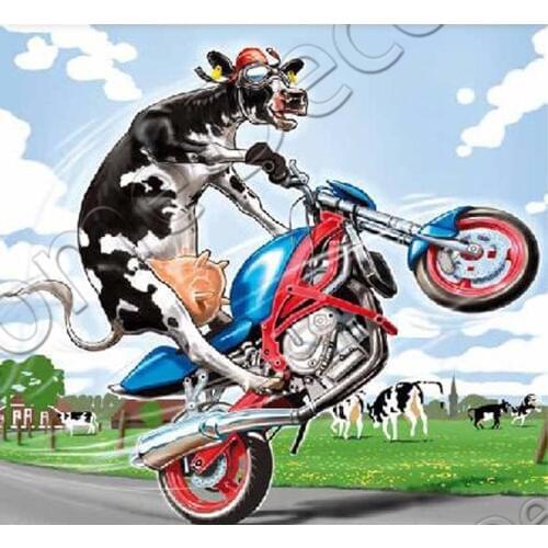 RM0129 Mosaic Needlework 5D Diy Diamond Painting Cartoon Animal Cow Cross Stitch Square Rhinestone Drill 3D Diamond Embroidery