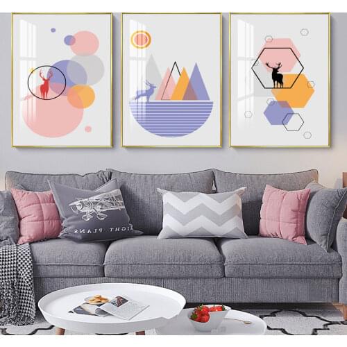 Pink Geometry Canvas Art Posters and Prints Abstract Painting Nordic Style Wall Pictures for Living Room Modern Home Decor