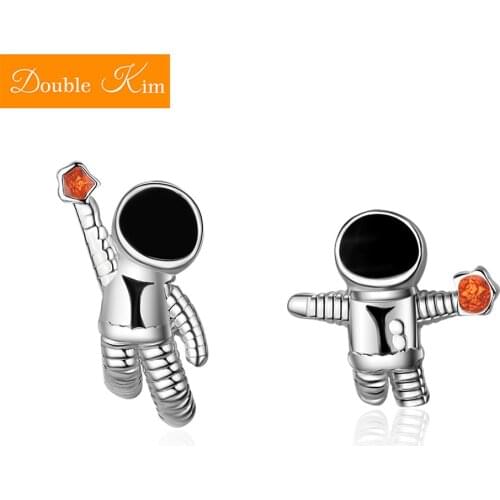 The Astronauts Stud Earrings Titanium Stainless Steel Asymmetric Stud Earrings Silver Color Fashion Trendy Women Jewelry Gift