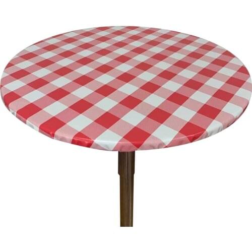 Tablecloth Round Plaid Table Cover Waterproof Oilproof Tablecloth with Elastic Edged Fashion Dining Table Decor Coffee Table Pad