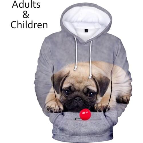 Cute dog 3D printed Pug Hoodies Men Women Sweatshirt Harajuku Spring Autumn Kids Tops fashion Pug Pullovers Boys Girls coats