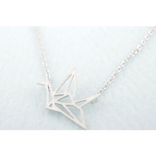 Trendy necklace Gold Silver Origami Crane pendant Necklace for women fashion cute gift
