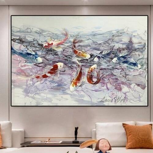 High Quality 100%Handpainted Painting Plenty Of Fish Abstract Wall Art Home Decor Picture Modern Oil Painting On Canvas Unframed