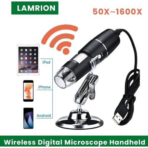 Wifi Wireless Digital Microscope Handheld 50X to 1600X 1080P HD 8 LED Compatible with Android and iOS or Tabl USB Digital Micros