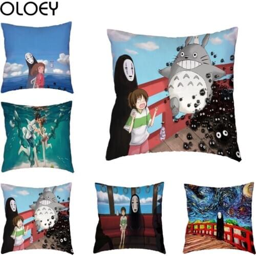 Japanese Anime Character Linen Cushion Cover 45cmx45cm Home Bedroom Hotel Car Decoration Cushion Cover