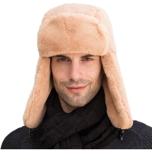 YOSE Winter Hat For Womens Bomber Hat Plush Faux Fur Hat Windproof Warm Ear Protect Russian Hats Ushanka Cap