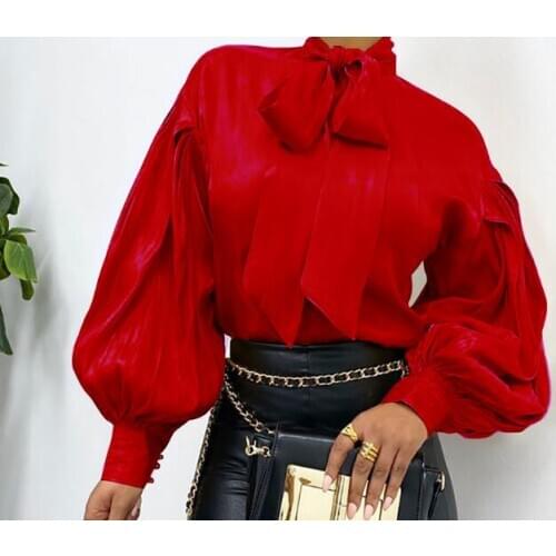 Spring New Solid Color Ruffles Decoration Vintage Style Stand Collar Long Sleeve Women Shirt