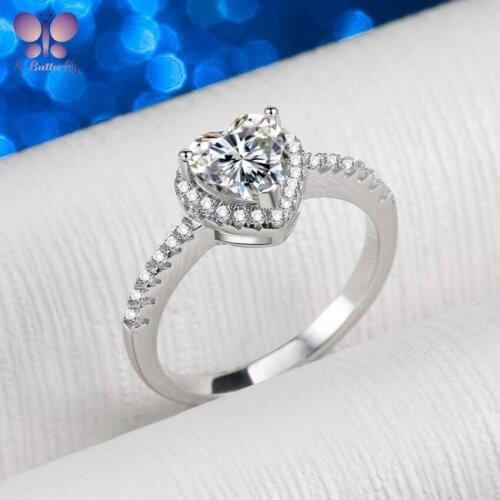 100% 925 Sterling Silver Moissanite Halo Ring 1.0 Ct Heart Cut D Color Very Shiny Engagement Ring High Quality Jewelry