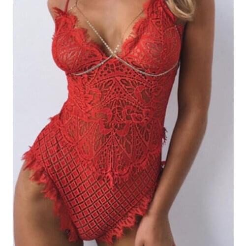 Women Sexy Solid Lace Skinny Lady Lingerie Lace Dress Bodysuits Underwear Nightwear Sleepwear Bodysuit Sexy Lingerie