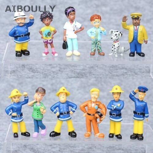12Pcs/Set Fireman Sam Action Mini Figure Playset PVC Dolls Figurines Toys Kids Birthday Gift Anime Collection model figure
