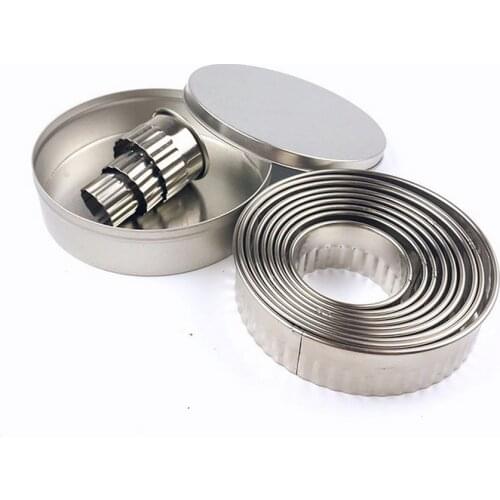 12 Pcs/set Round Cookie Baking Mold Stainless Steel Fondant Cake Biscuit Cutter Moulds Kitchen Home DIY Pastry Gadgets Tools