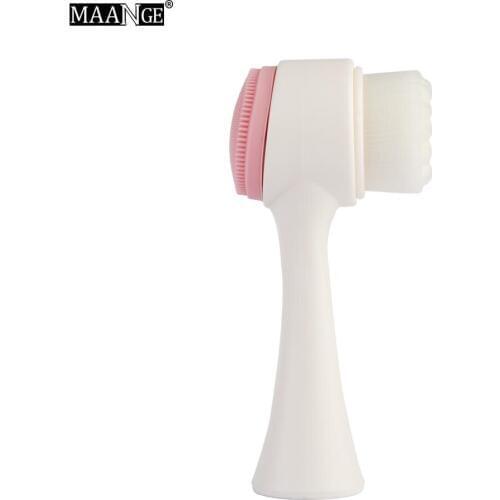 2 in 1 Face Cleaning Brush Skin Care 3D Washing Cleaner Exfoliator Pore Acne Oil Cleanse Beauty Brush Tool Manual Control gift