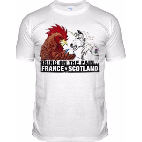2019 Fashion Retro Summer Mens Print T-Shirt France V Scotland Rugbyer Fans Cockerel Unicorn Nations Tee shirt