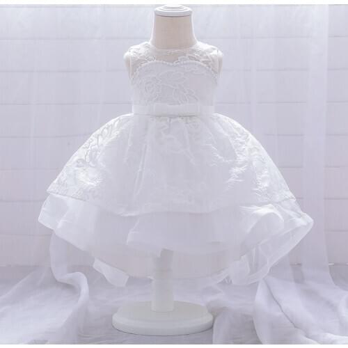 2021 Summer White 2 1st Birthday Dress For Baby Girl Clothes Trailing Christening Dress Princess Dresses Party Infant Vestidos