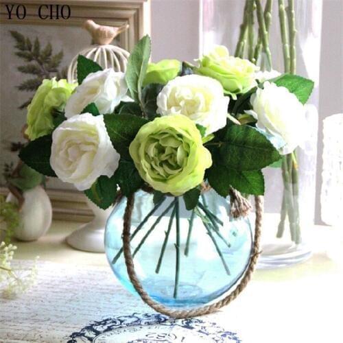 24 pcs/lot Fashion Artificial Rose Silk Fake Flower Leaf Home Wedding Decor Bridal Bouquet Peony Decorative Artificial Flower