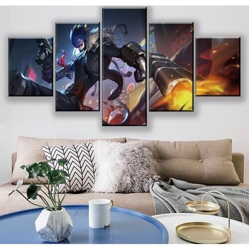 5 Piece HD Cartoon Pictures Beelzebumon Digimon Digital Monster Anime Poster Wall Sticker Canvas Paintings Wall Art Home Decor