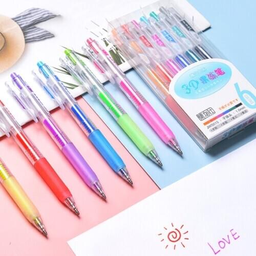 6Pcs/Set Cute 3d Jelly Pen DIY Painting Gel Pen Creative Colored Neutral Pens for Girl School Supplies Stationery Painting Pen