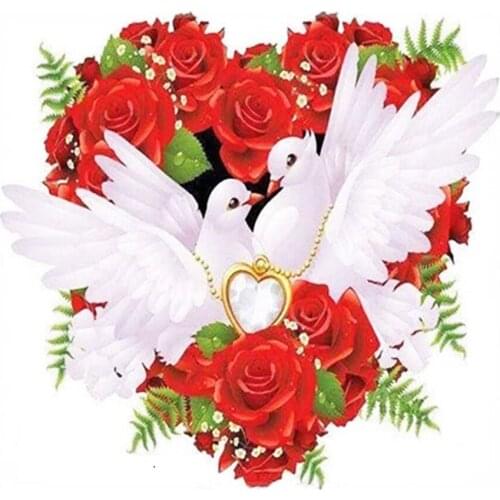 DIY 5D Diamond Painting "Dove love rose" Cross Stitch Kit Full Drill Embroidery Mosaic Art Picture of Rhinestones Crafts Decor
