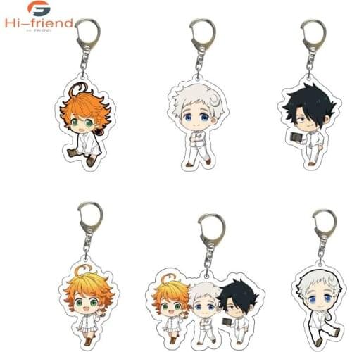 Free Shipping 20Pcs/Lot The Promised Neverland Anime Acrylic Keychain Emma Norman Character Keychain Key Ring Jewelry Gift