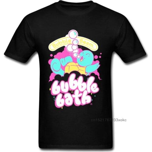 Bubble Beam T-shirt Men Bubble Bath Tops Funny Turtle Printed Clothing Students Tee Woman Kawaii T Shirts Black