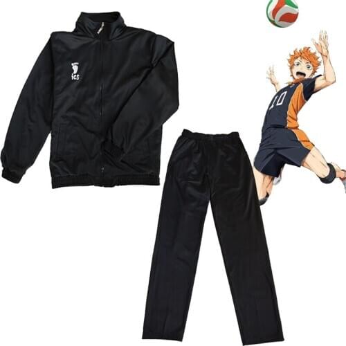 Coldker Haikyuu!! Cosplay Costumes Karasuno High School Uniform Hinata Shyouy Volleyball Anime Jacket and Pants One Set