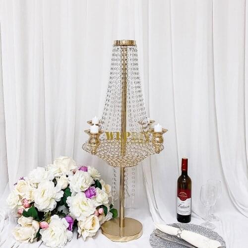 Wedding table flower arrangement European romantic crystal candle holder home western table flower arrangement decoration