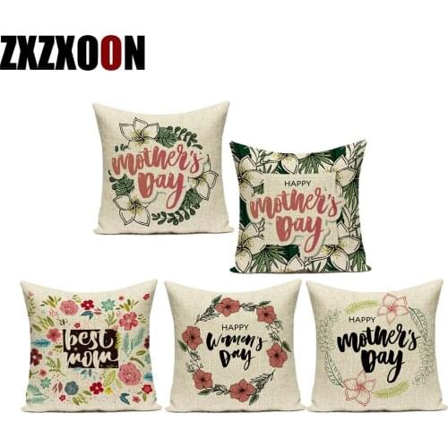 Happy Mothers Day Festival Decorative Pillows Polyester Sofa Cushion Cover for Living Room Decoration Capa De Almofadas