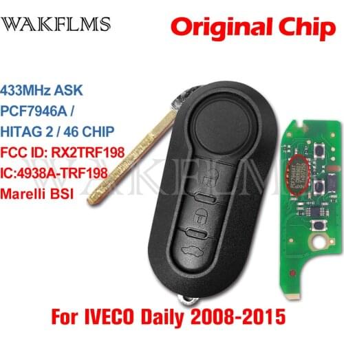 For IVECO Daily 2008 2009 2010 2011 2012 2013 2014 2015 Remote Flip Car Key Fob 433MHz PCF7946 Marelli BSI RX2TRF198