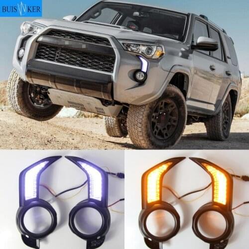 12V Daytime running lights For Toyota 4 Runner 2014 - 2020 Drl with Dynamic turn signals for cars auto Led fog lights headlights