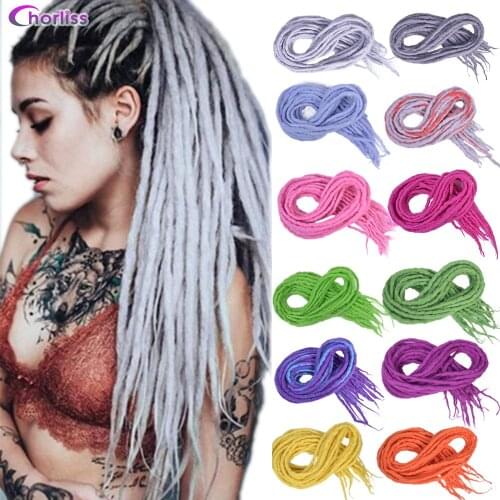 Synthetic Dreadlocks Crochet Hair Soft Wool felt 20inch 24Colors Handmade Braiding Hair For Afro Women Men Hip Hop Boy Style