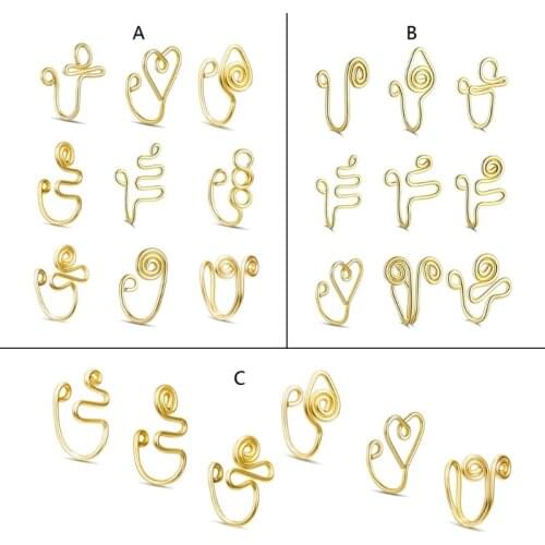 Portable and Simple Fake Nose Rings Hoop Set Alloy Non Piercing Body Piercing Jewelry Non-piercing Nose Sleeve
