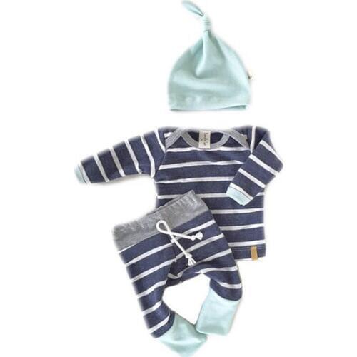 3pcs Baby Boys Girls Kids Clothes Set Newborn Infant Tops T-Shirts Long Sleeve Pants Casual Hat Bodysuit Outfit Clothing Set