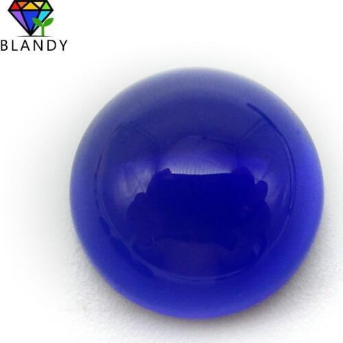 Beautiful!! 100pcs/lot 10mm Round Shape Cabochon Cut Blue Glass Stone 8.0mm Synthetic Beads for DIY Jewelry