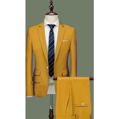 Fashion NewTailor Made Handsome Men Suits Slim Fit Tuxedos Navy Blue Blazer Wedding Dinner Party Male Clothing (Jacket + Pants)