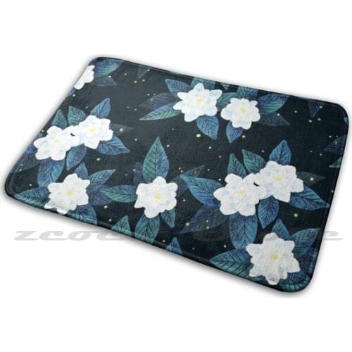 Fireflies And Gardenias Soft Non-Slip Mat Rug Carpet Cushion Gardenia Florals Floral Fireflies Moody Flowers Plants Leafy Night