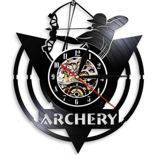 Crossbows Bowman Archery Inspired Vinyl Record Wall Clock Shooting Sports Home Decor Bowhunter Archer Album Music Record Clock