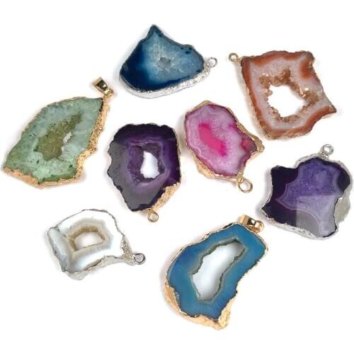 Natural Druzys Stone Onyx Charms Pendant Irrrgular Agates Crystal Quartz Pendants For Jewelry Making DIY Fit Necklaces