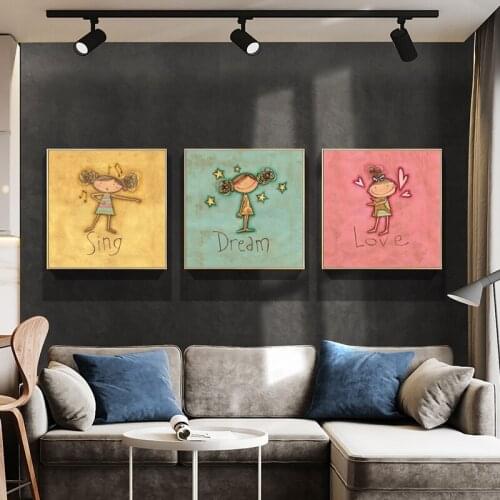 Wholesale Needlework Singing,Love,Dream 100% Accurate Printed DIY Cross Stitch Kit Embroidery Cross Wall Decor Happy Childhood