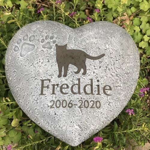 Personalized Dog Pet Memorial Stone Heart Shaped Dog Cat Pet Grave Marker Pet Paw Memorial Tombstone Garden Stone 1-24 patterns