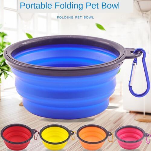 Portable Foldable Bowl Collapsible Cat Dog Food Feeding Dishes Puppy Water Bowl Outdoor Travel Pet Silicone Feeder
